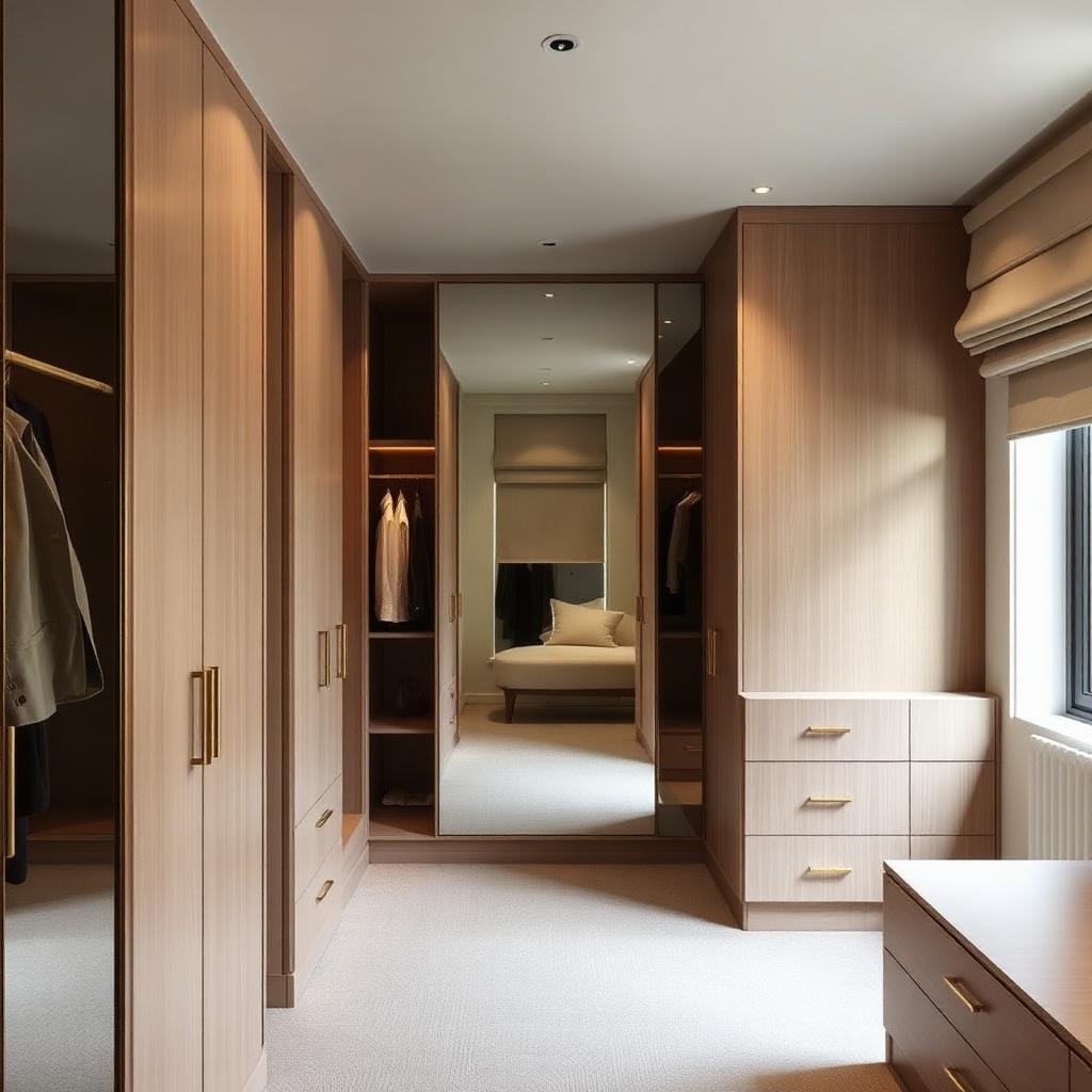 Loft-conversion walk-in with his-and-hers runs and full-height mirror
