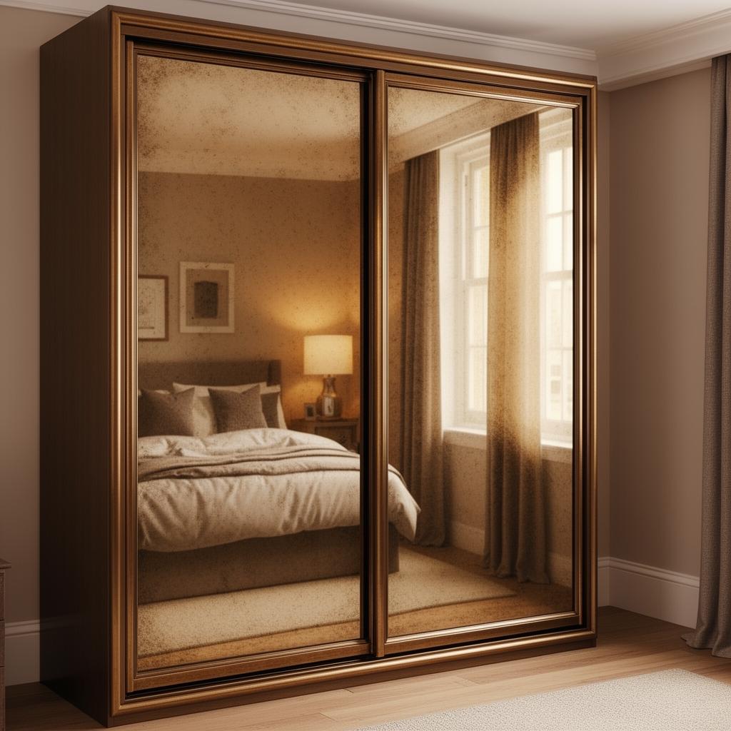 Bronze mirrored sliding wardrobe doors in a Fulham bedroom
